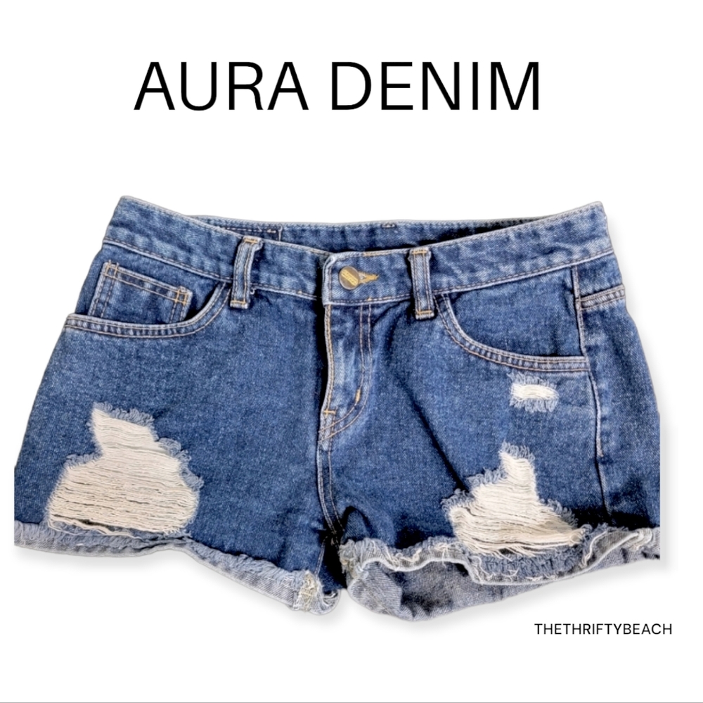 Aura Distressed Denim Shorts